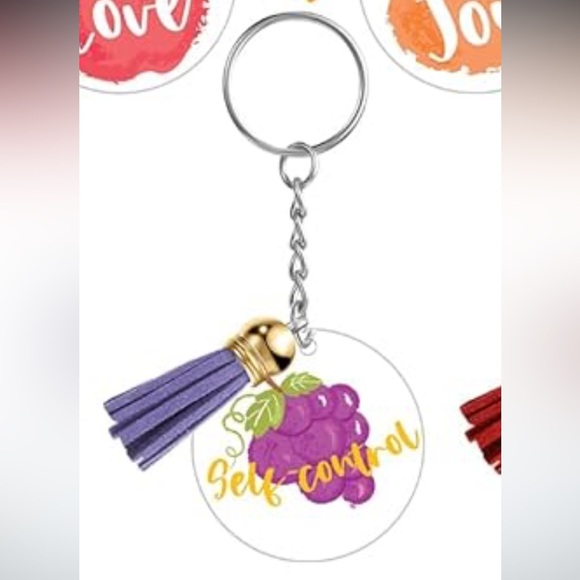 Grape Keychain Bag Charm Fruits of the Spirit Key Ring Gift Inspiration New - Picture 1 of 3